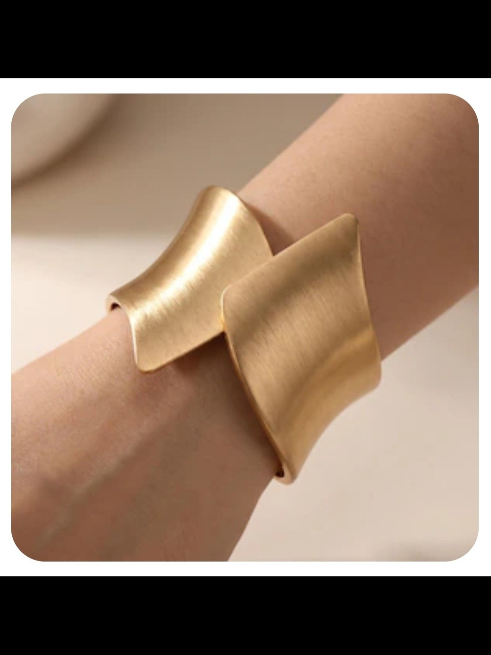 Matte Gold Sculpted Wave Cuff Bracelet